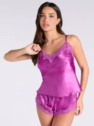 Amelia Satin Cami Set Purple Mix