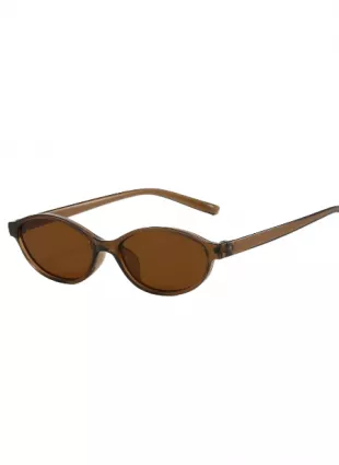1 Pair Women's Oval Brown PC Frame Vintage Solid Color Small Frame Travel Holiday Fashion Glasses