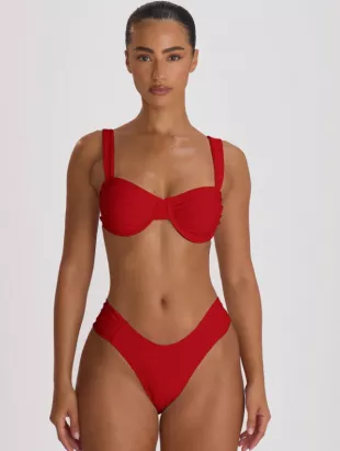 Resort Underwire Thick Shoulder Ruched Cup Bikini Top