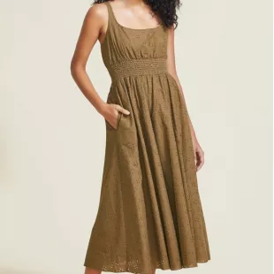 Cotton Eyelet Midi Dress