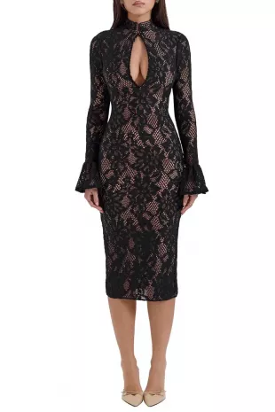Pierette Long Sleeve Cotton Blend Cocktail Dress