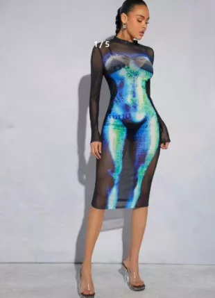 Body Heat Map Print Fitted Dress
