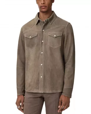 Sage Suede Shirt Jacket