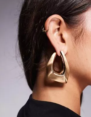 Ellabella Geometric Statement Stud Hoop Earrings