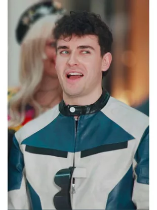 Project Runway S22 Plane Jane White & Blue Leather Jacket