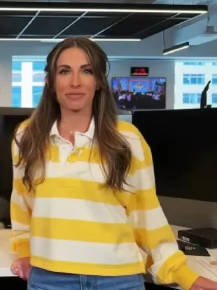 The View Alyssa Farah Griffin Yellow Stripe Polo Shirt