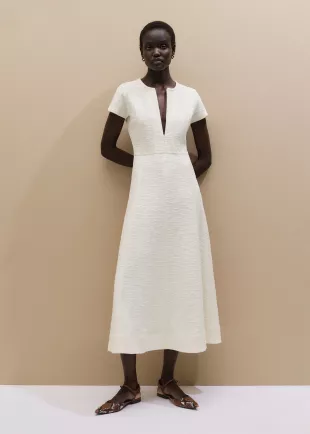 Fit + Flare Maxi Dress in Cream