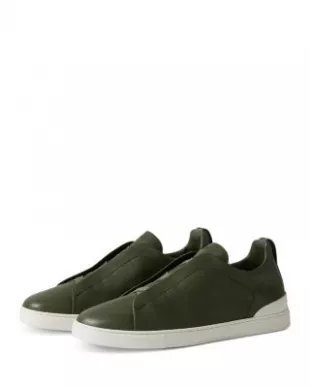 Triple Stitch Secondskin Leather Slip-On Sneakers