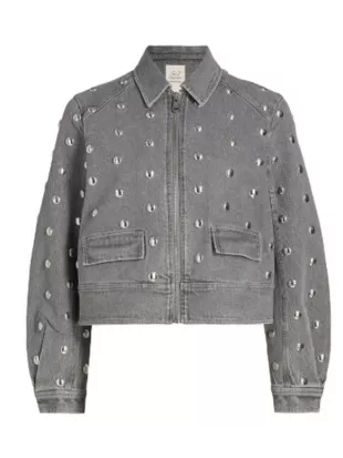 Heart And Hustle Houston S02 Grey Studded Denim Jacket