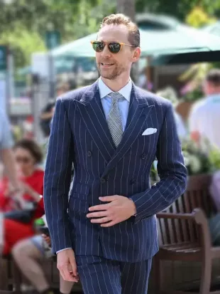 Wimbledon 2026 Tom Hiddleston Striped Suit