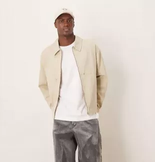 Oversized Washed Harrington Jacket