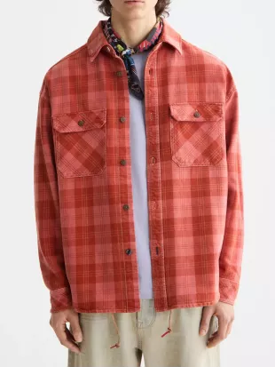 Washed Denim Checked Overshirt
