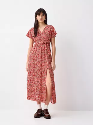Printed Wraparound Maxi Dress