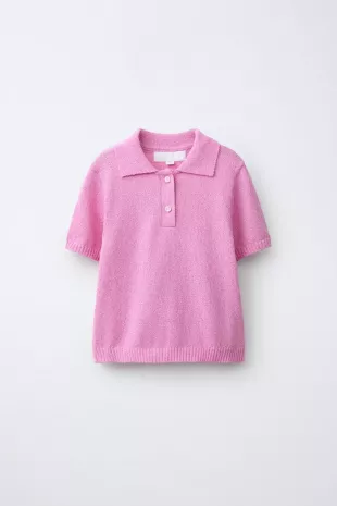 Knit Polo in Pink