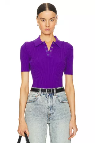 Rib Polo in Bright Peony