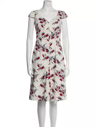 Bird Print Sheath Dress