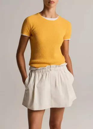 Textured Italian Wool & Cotton-Blend Short-Sleeve Sweater