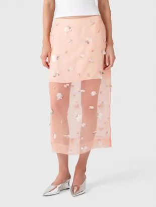 Delilah Embellished Organza Midi Skirt