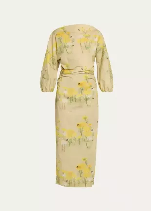 Bernadette Peignoir Belted Floral-print Linen Maxi Dress
