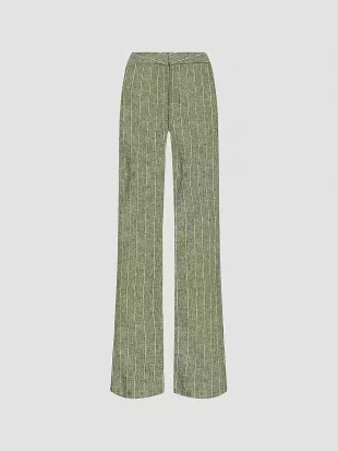 Livvy Stripe Straight-Leg Trousers