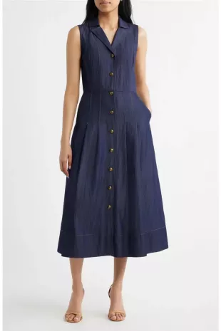 Sleeveless Denim Midi Dress