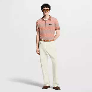 Damier Striped Polo Shirt
