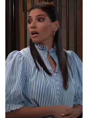 Amanda Setton General Hospital 2026 Blue Striped Top