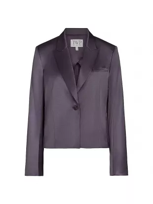 Sawyer Satin Wool-Blend Boxy Blazer