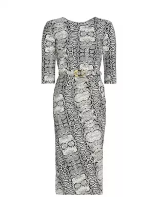 Shire Snake-Printed Sheath Midi-Dress