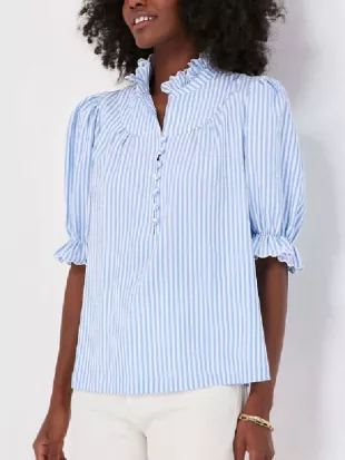 Amanda Setton General Hospital 2026 Blue Striped Top