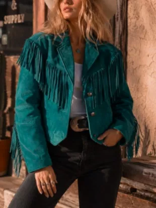 Big Brother USA S28 Melody Morris Fringe Suede Jacket