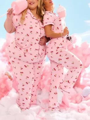 90 Day Diaries S08 Pink Cherry Print Pajamas