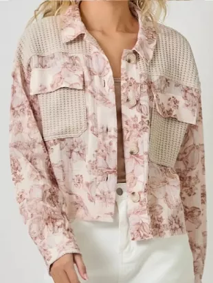 90 Day Diaries S08 Pink Floral Mixed Media Jacket