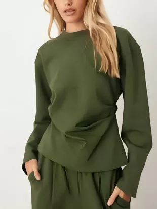 The Chi S08 Long Sleeve Corset Waist Top