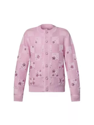 Heart And Hustle Houston Pink Embroidered Cardigan