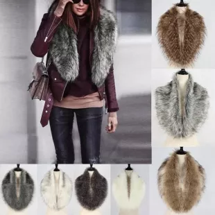 Faux Fur Collar Scarf Wrap Detachable Shawl Stole