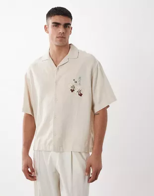 Boxy Oversized Revere Linen Blend Shirt