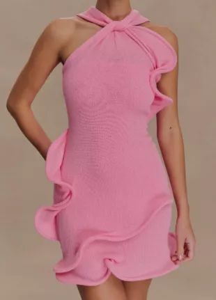 Caprice Halter Knit Mini Dress