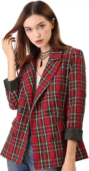 Notched Lapel Double Breasted Work Formal Blazer Jacket