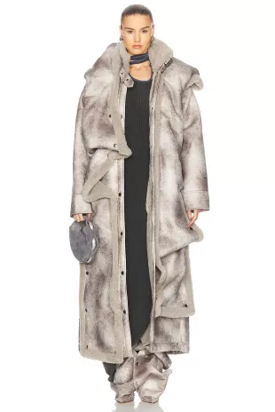 Aviator Coat in Light Grey & Dark Grey | FWRD