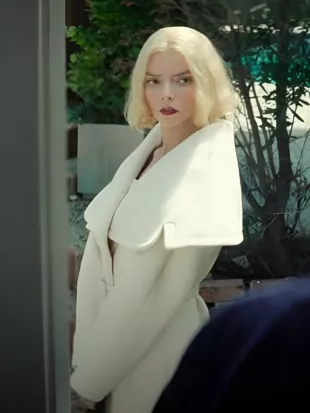 Lucky S01 Anya Taylor-Joy White Belted Coat