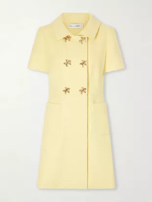 Double-Breasted Cotton-Blend Tweed Mini Dress
