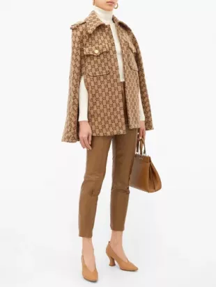 GG-Jacquard Wool Cape