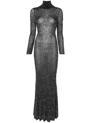 Sparkled High-Neck Maxi Dress