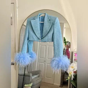Banco Kacey Cropped Blazer in Powder Blue