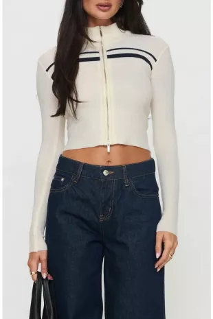 Slow It Down Stripe Zip Sweater