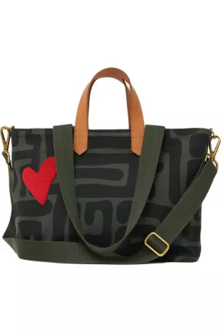 Commuter Bag -with Red Beaded Heart