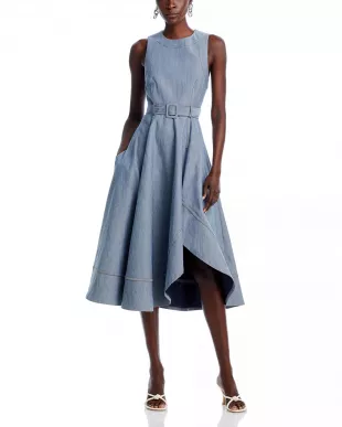 Zelda High-Low Denim Dress in Light Indigo