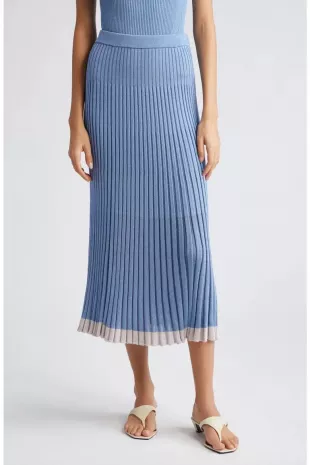 Metallic Rib Midi Sweater Skirt