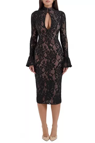 Pierette Long Sleeve Cotton Blend Cocktail Dress